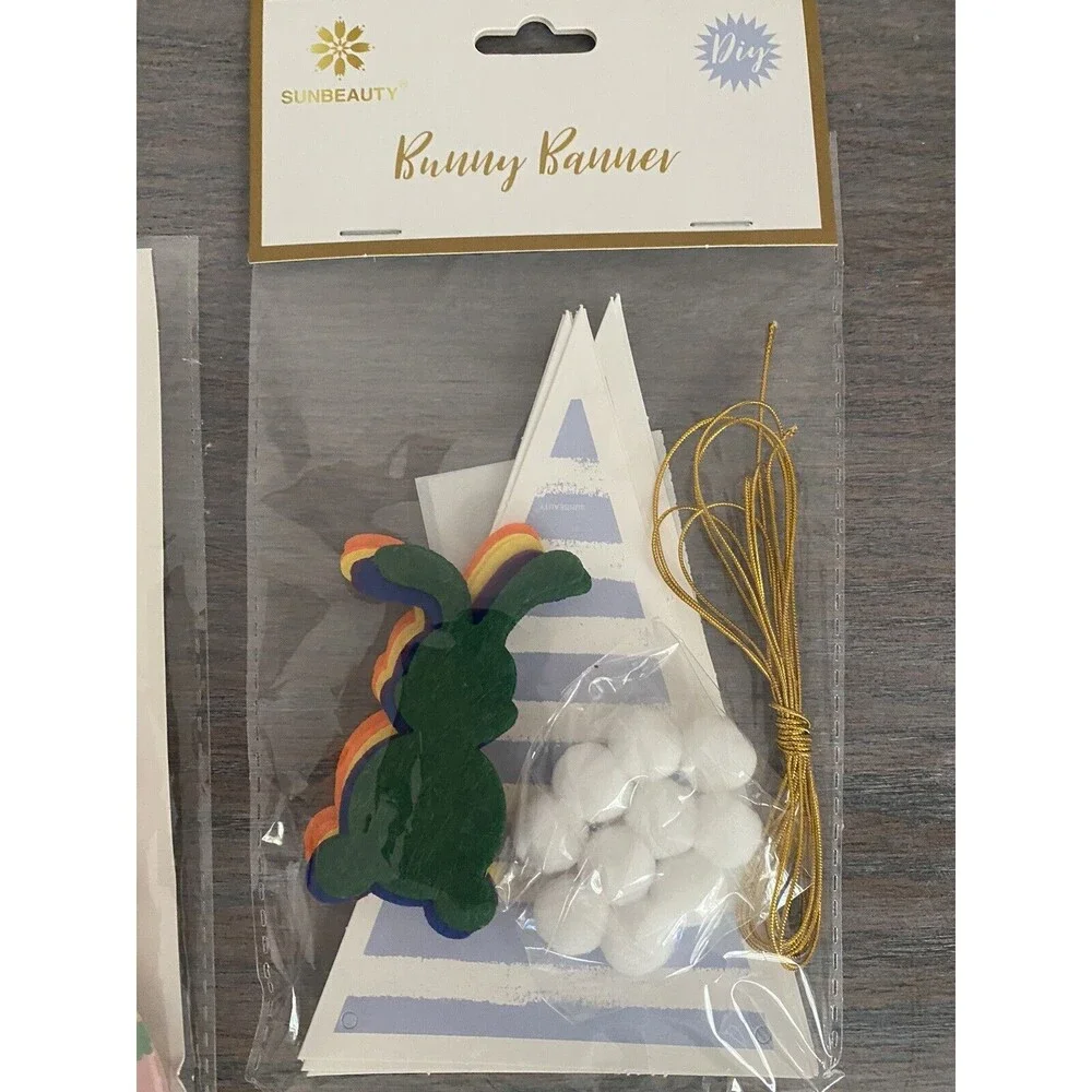 Easter Bunny Decoration for Home Rabbit with 3D Honeycomb banner sticks Set kids